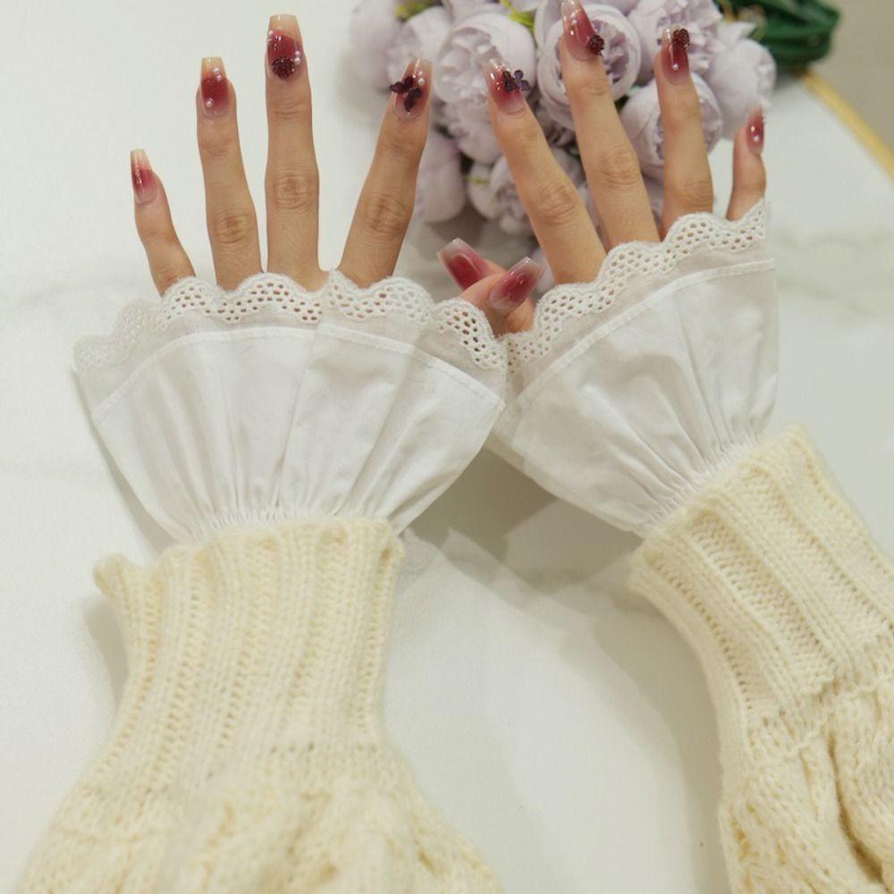 New Cotton Fake Cuff Detachable White Wrist Cuff Lace Cuff Women