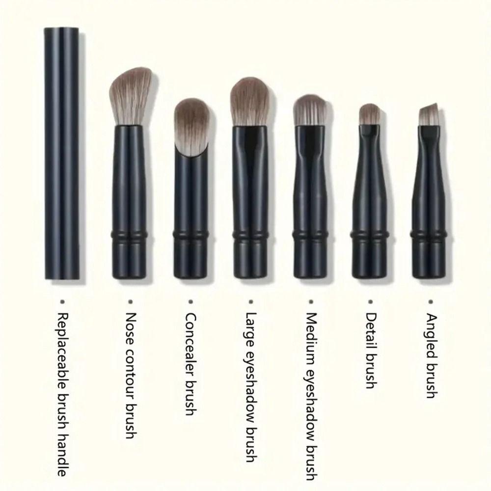 6-piece Mini Makeup Brush Set with Detachable Travel Contour Concealer Brush, Eyeshadow Brush and Double-ended Makeup Brush