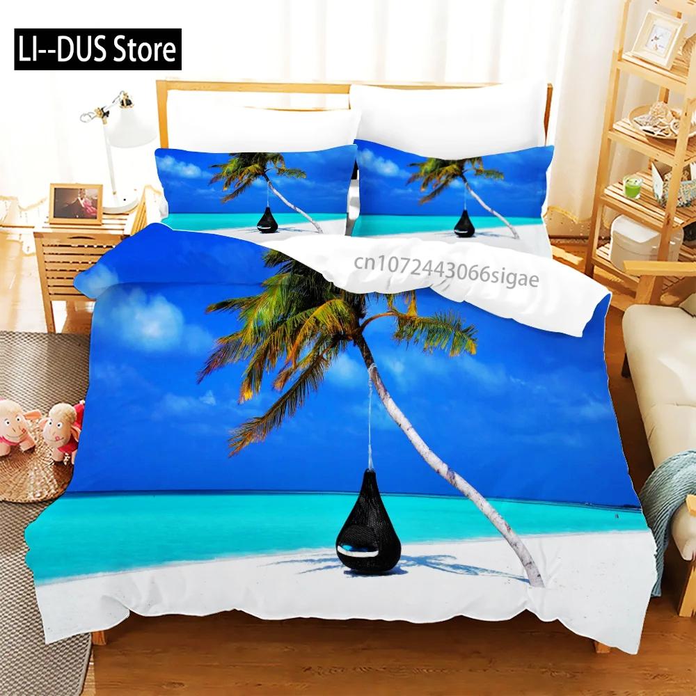 Summer Bedding 3d Printed Set Fashion Kids Adults Duvet Cover Set Pillowcase Cute Funny Bedclothes Blue Home Textile