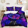 Purple Butterfly Rose Bedding Sets Fashion Duvet Cover Sets Twin Full Queen King Size Pillowcase For Kids Adult Gift Bed Linen