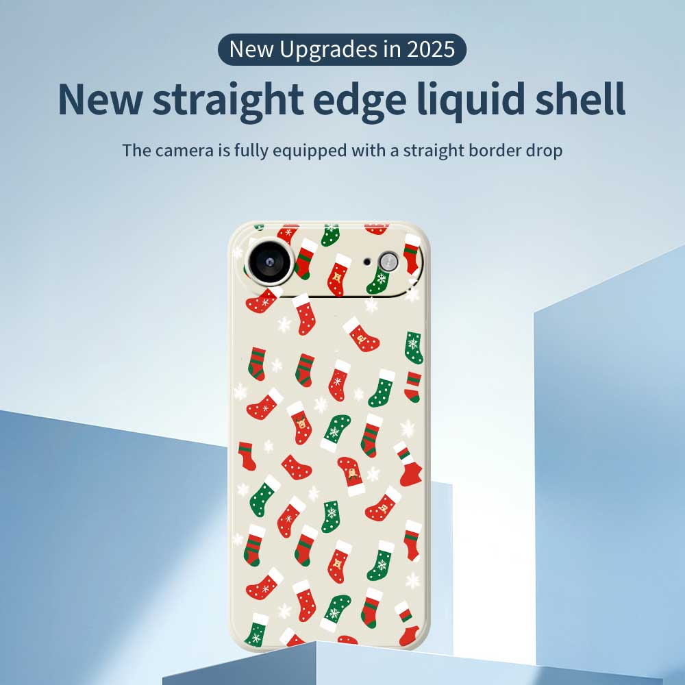 For iPhone 17 Air Case Red and Green Socks Pattern Printing Straight Edge TPU Phone Back Cover