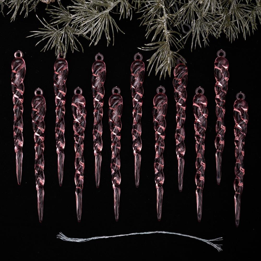 Clear Acrylic Icicle Ornaments Twisted Water Drop Design Snowflake Ornaments Set  Home Decoration