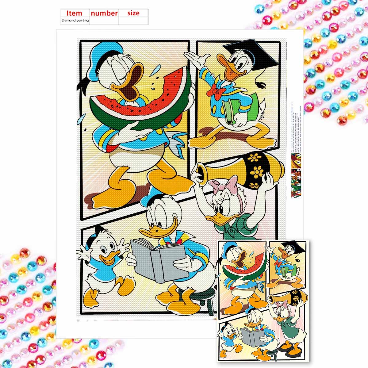 

Full Round Diamond Painting The Versatile Donald Duck Art Rhinestone Picture Mosaic DIY 5D Cross Stitch Embroidery Home Decoration Round 20x30cm