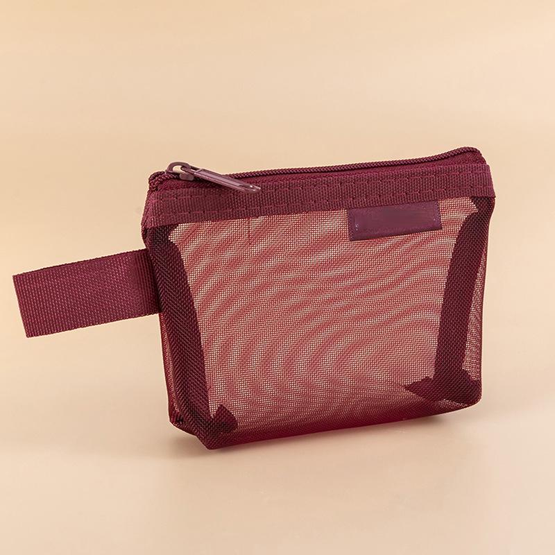 Nueva bolsa retro transparente de malla con cremallera para monedas, organizador de tarjetas de identificación, bolsa portátil para guardar llaves, auriculares, cable de datos, cargador