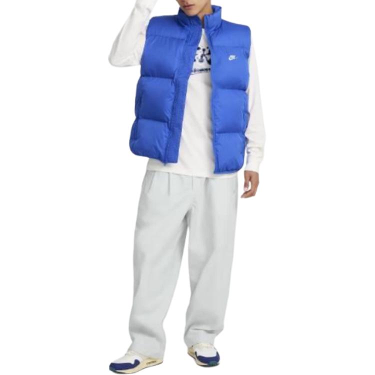 Nike Solid Color Stand Collar Zipper Sleeveless Vest Men Vests Blue FB7374-480