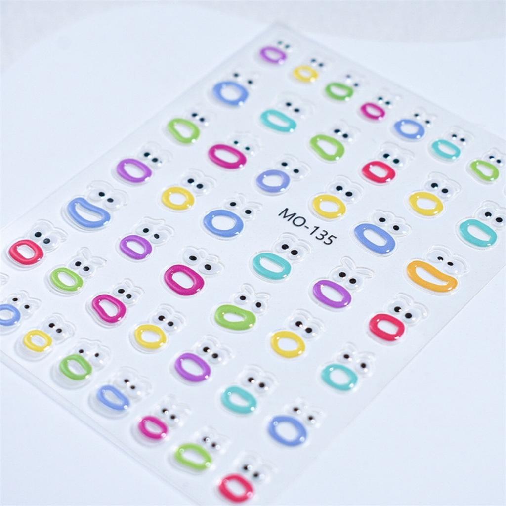 Mouth and Mouth Embossed Manicure Sticker Big Mouth Weird Eyes 3D Jelly Nail Sticker Smiling Face Expression Manicure Sticker