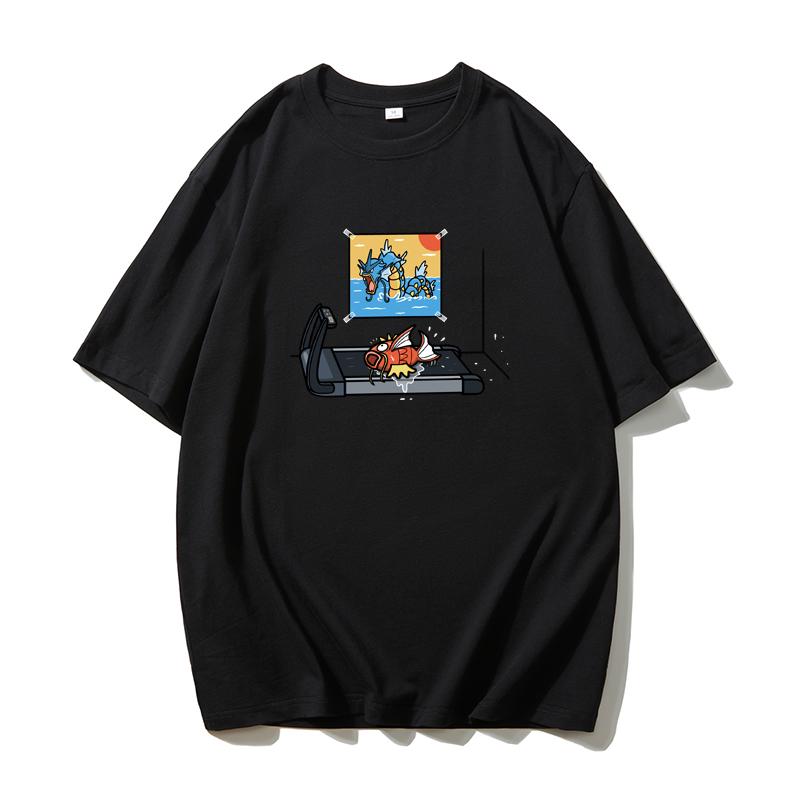 T-shirt Pokemon da Uomo Cotone Puro Casual Girocollo Manica Corta Abbigliamento Estivo Sportivo Casual Top a Manica Corta