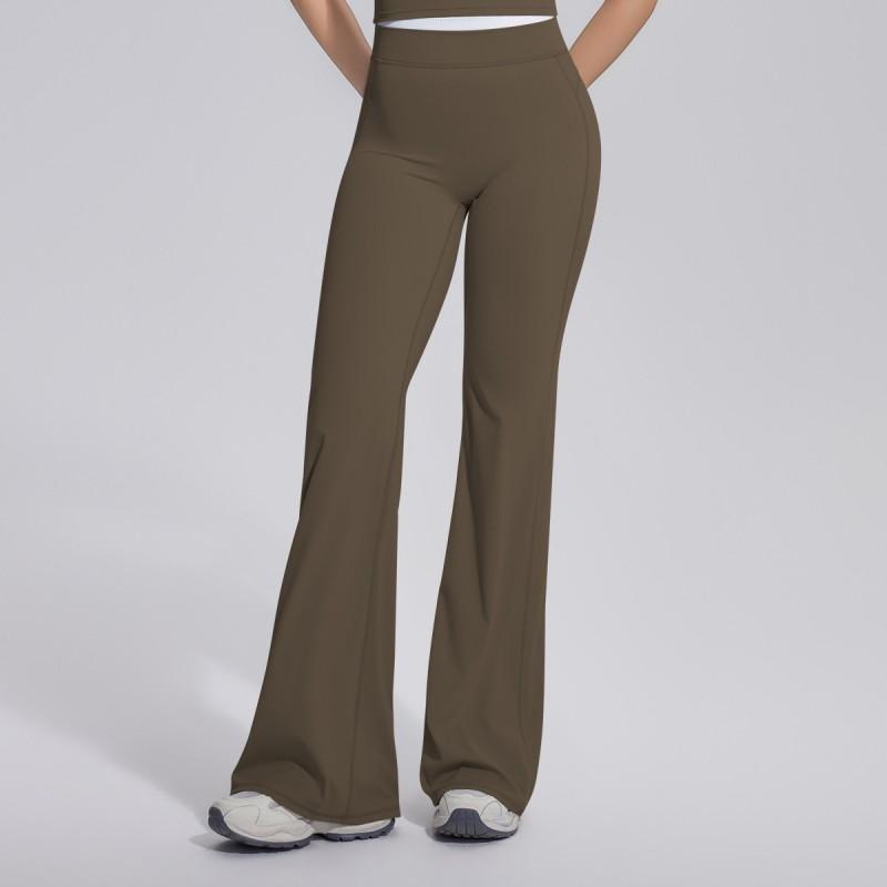 Womens Loose Wide-Leg Yoga Pants Color Block Seamless Flared Leggings Running Gym Workout