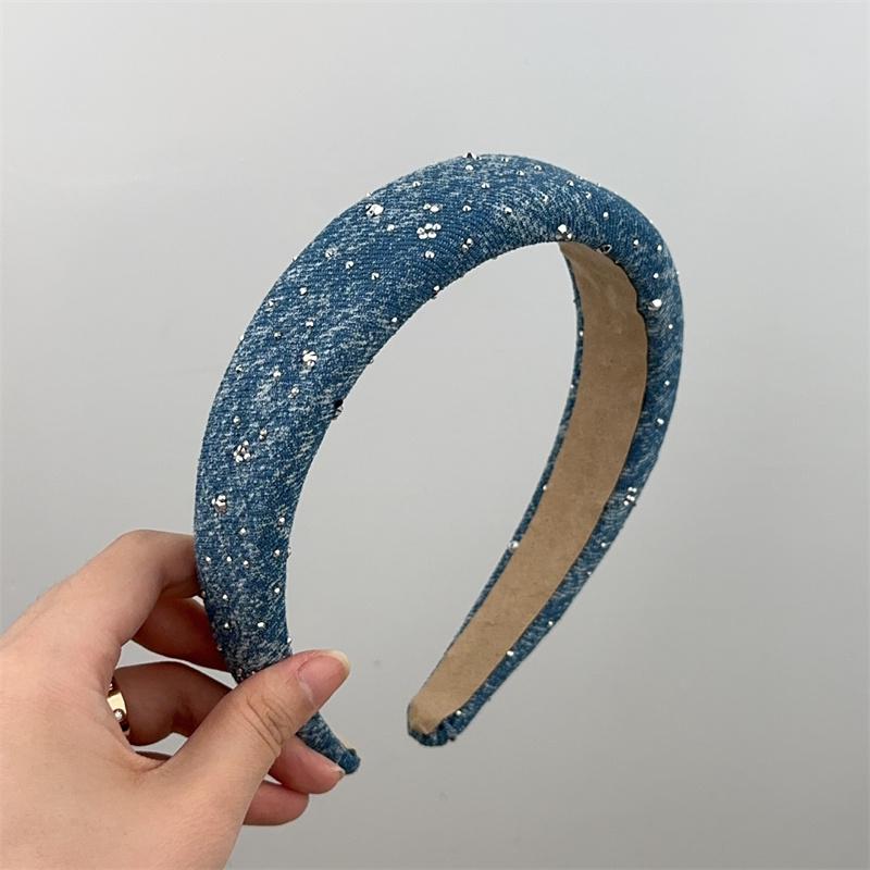1.5/2/3cm Minimalist Women Girls Denim Sponge Padded Headbands for Ladies Daily Shopping Dress Up Head Hoop Accessories