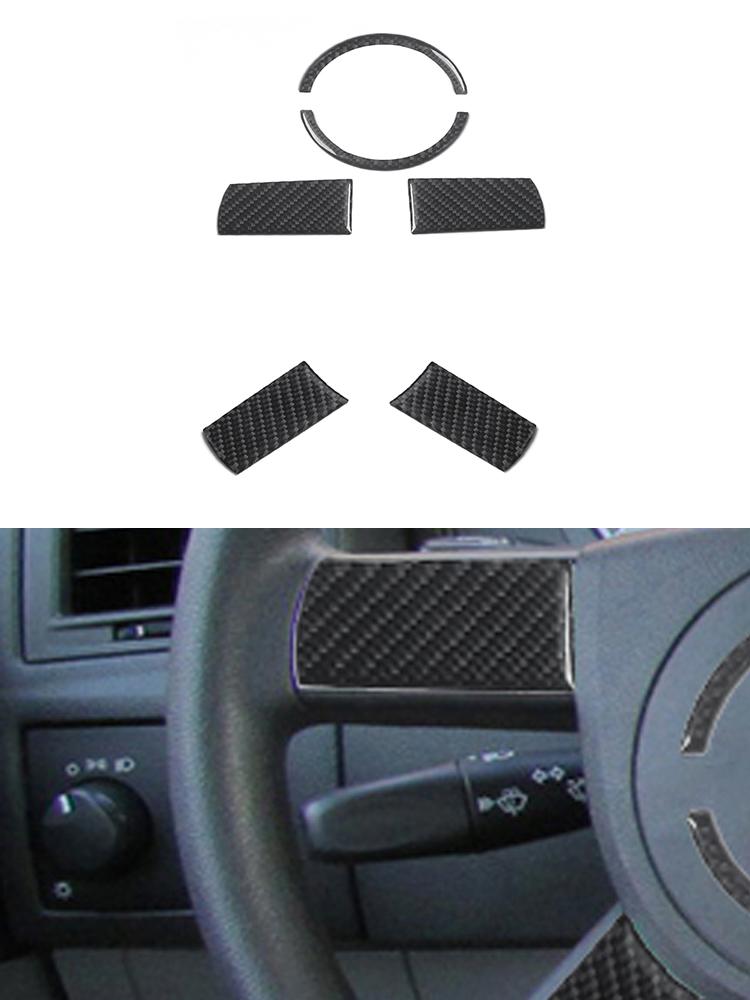 6Pcs Carbon Fiber Car Steering Wheel Panel Cover Trim Sticker For Chrysler 300 2005-2007 No Navigation Styling Accessories