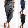 Hohe Taille Lässige Haremshose für Damen Übergröße Lockere Hose Einfarbige Asymmetrische Einseitige Tasche Mode