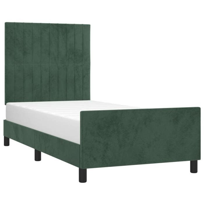 VidaXL Bed Frame with Headboard Dark Green 90x190 Cm Velvet3125852