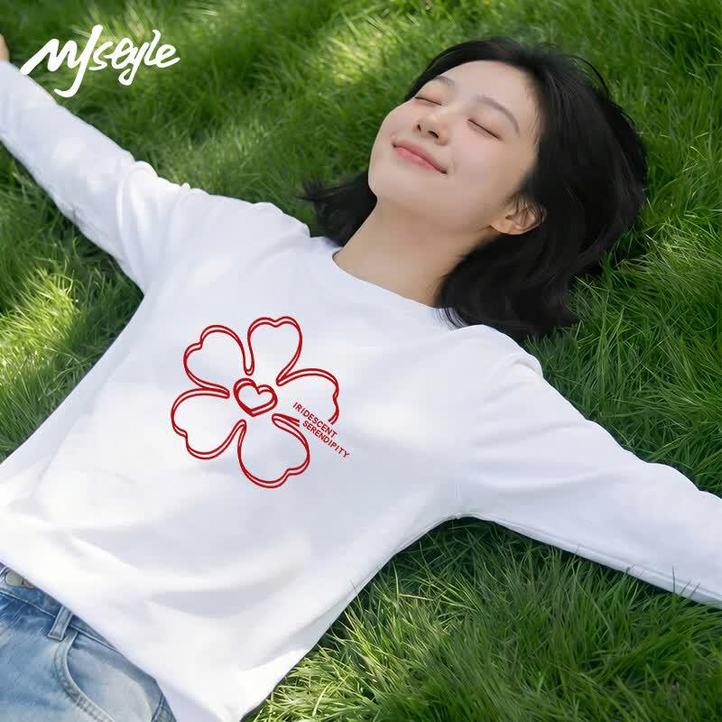 MJ STYLE Women s Korean Style Cotton Long Sleeve T-Shirt M