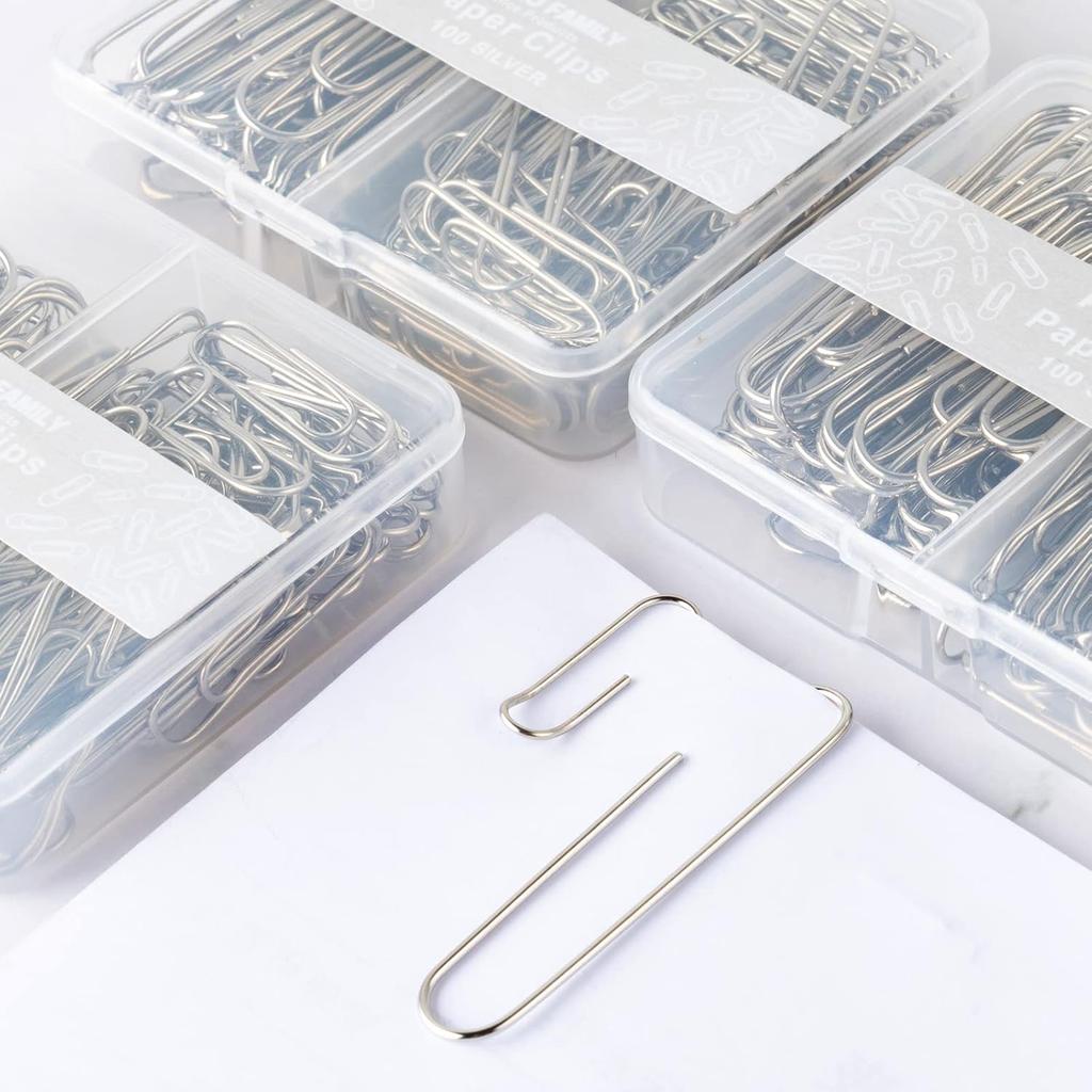 Paper Clips Assorted Sizes, Large PaperClips, Small PaperClips, Paper Clip, Paperclips, Pack of 3 Boxes of 100 Clips Each (300 Clips Total)