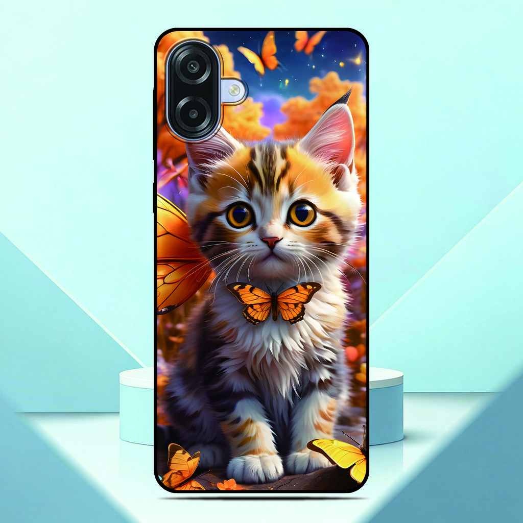 Lovely Kitten Anime Phone Case For Samsung Galaxy A07 4G Painted TPU Black Back Cover A 07 Soft Silicone Protective Fundas