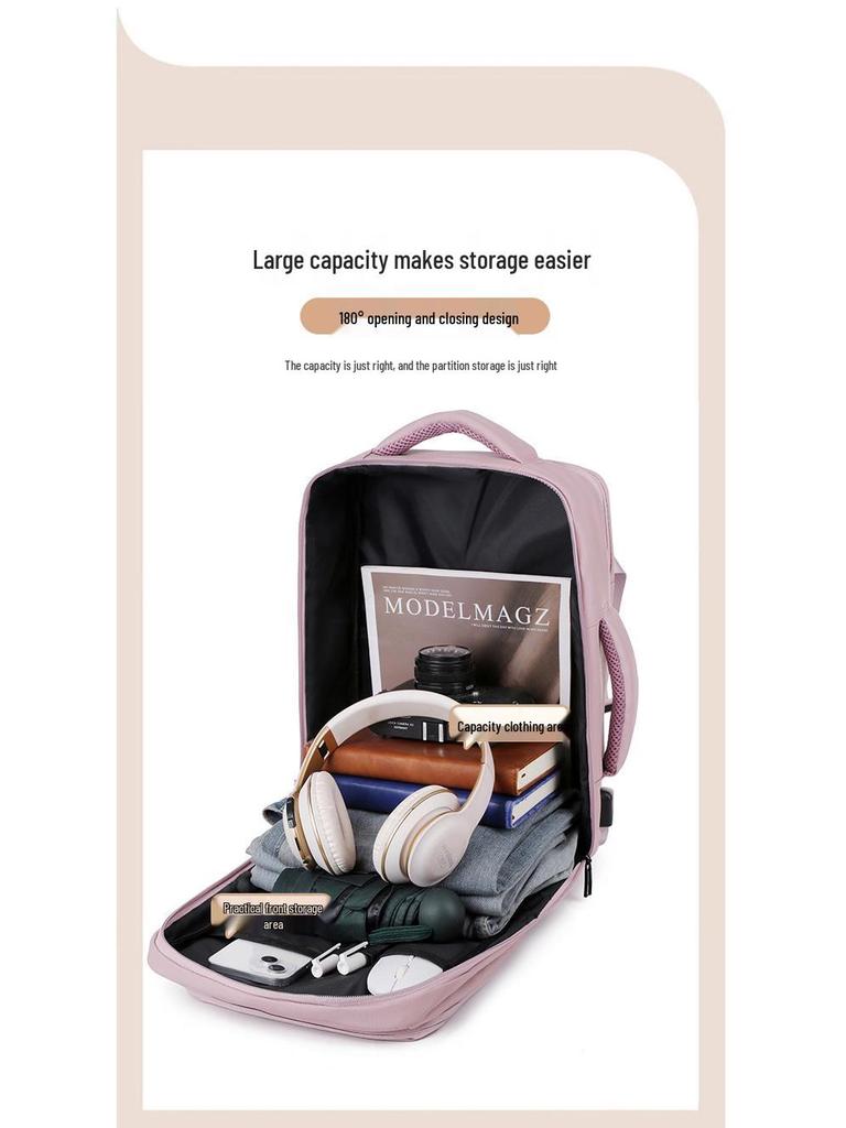 Compact, Lightweight 40*25*20 Carry-On Bag with Vacuum Bag Option, Versatile Double Shoulder Backpack, Ideal for Air Travel, Women-Friendly Design