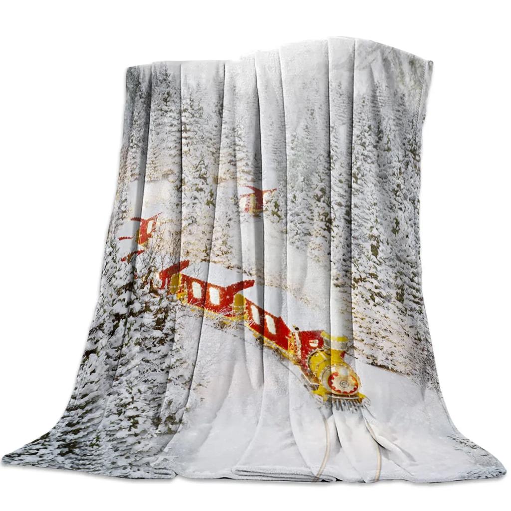 Flannel Blankets The Steam Age Of Old Trains Blanket Cushion Warm Throws on Sofa Bed Home Bedspread Travel Fleece Blanket Queen