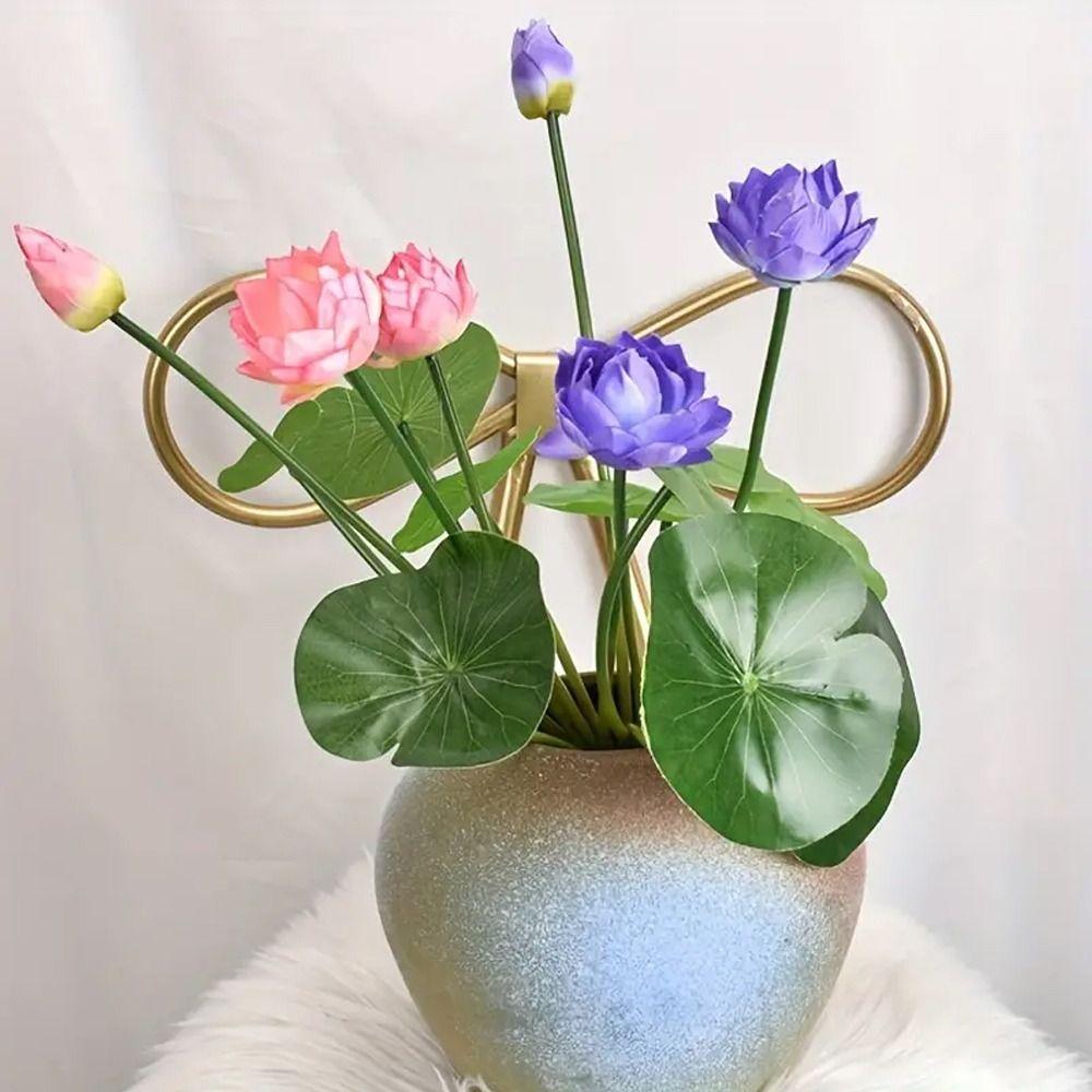 Vivid Lotus Small Bonsai Ceramic Basin Artificial Lotus Flower Desktop Decoration