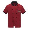 Double Breasted Chefs Coat Breathable Chefs Jacket Color Stitching Chefs Uniform Hotel Restaurant Work Shirt Clothes