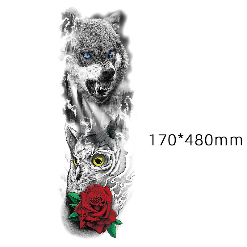 Waterproof Full Arm Floral Tattoo Stickers - Cross-Border Design for Europe & America