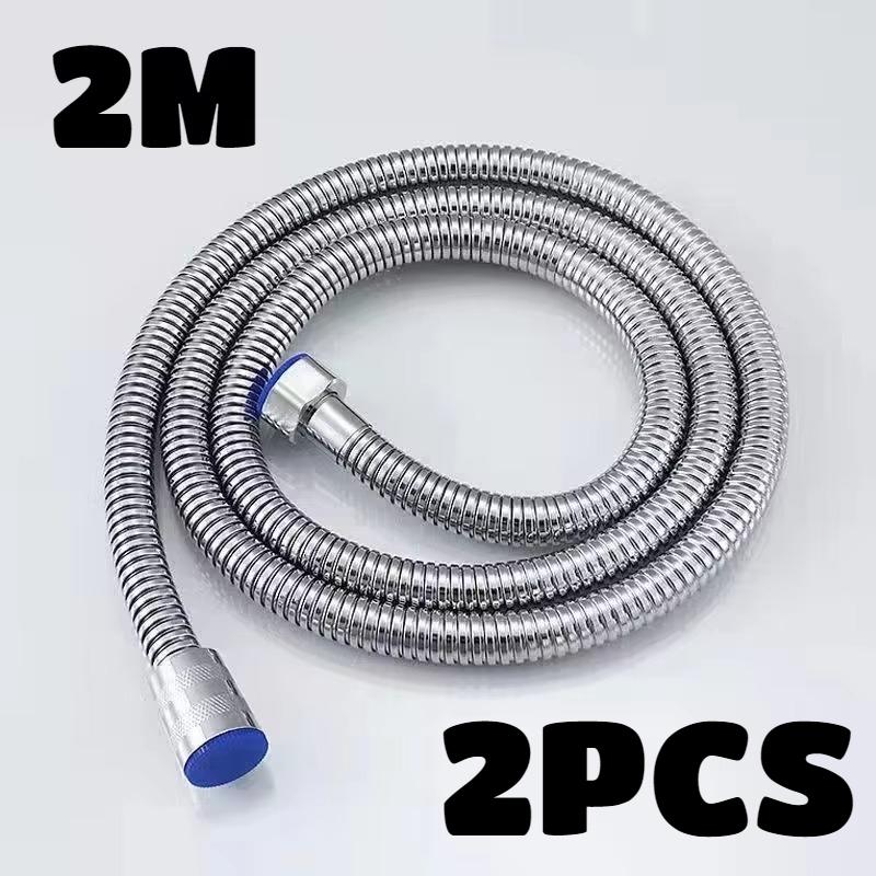 3/2/1.5m Shower Head Tube Flexible Stainless Steel Bathroom Water Head Shower Extension Pipe Encrypted Silver Hose HighQuality