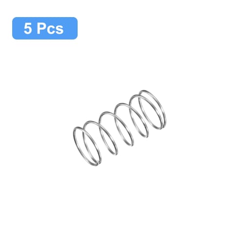 uxcell Compression Springs, 304 Stainless Steel, 8mm OD, 0.5mm Wire Diameter, 15mm Total Height, Silver Tone, Pack of 5