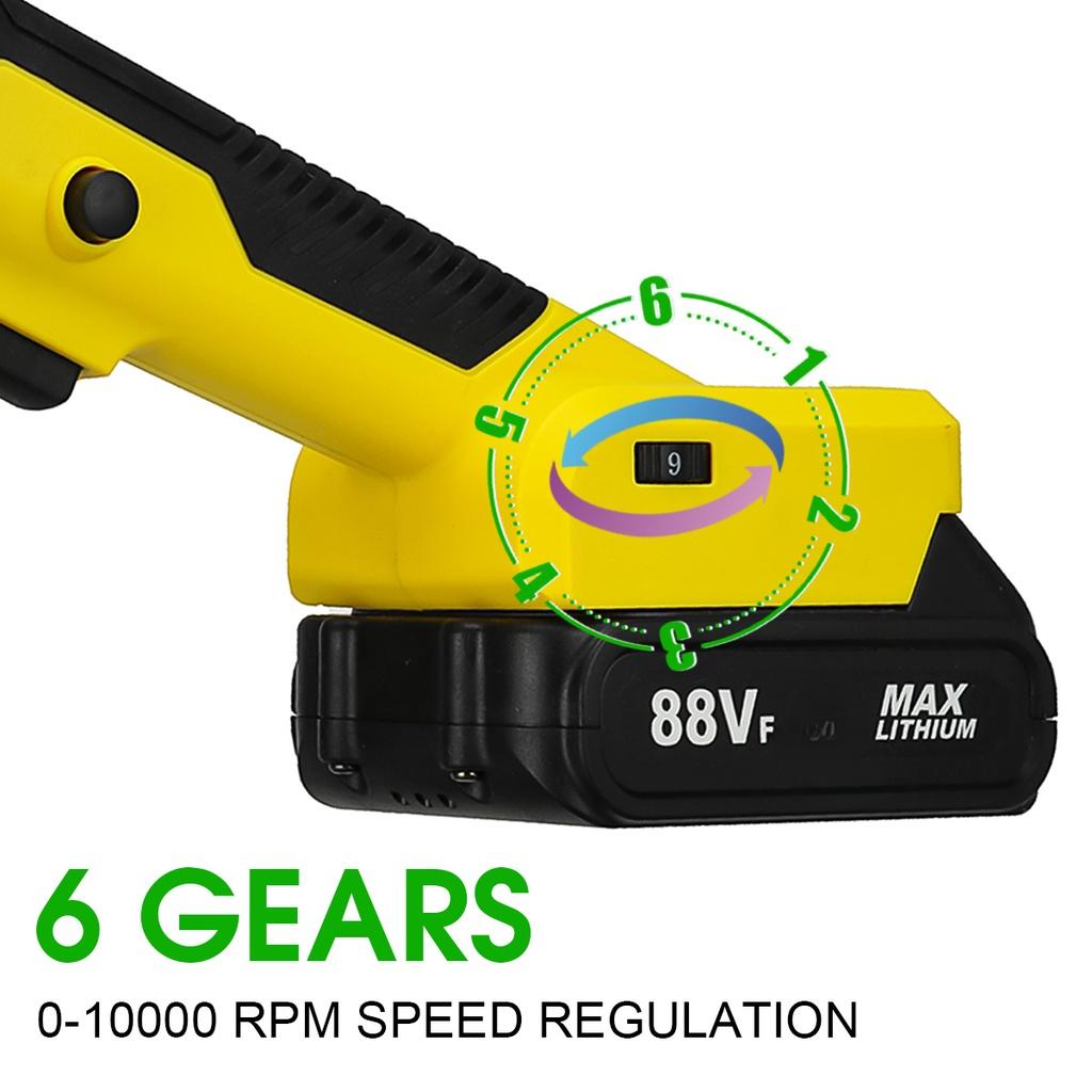 Electric Mini Angle Grinder Adjustable Speed Li-ion Battery Cutting Power Tool For 18V Battery 10000RPM 88VF 1580W