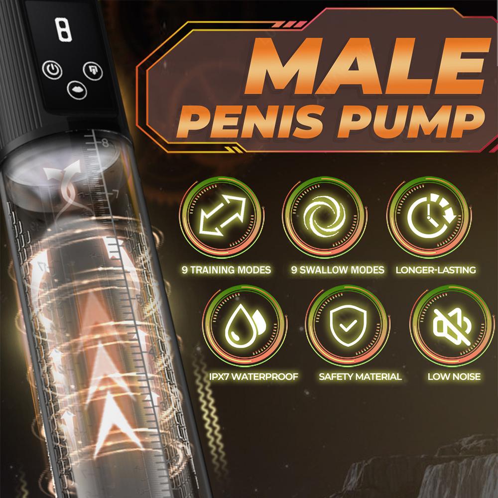 Automatic Electric Penis Vacuum Pump with 9 Suction Levels Thicken Penis Enlargement Enhance Sex Toy Masturbators for Men