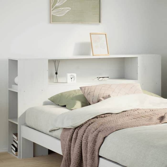 VidaXL Headboard with Storage White 140 Cm Solid Pine Wood, Wooden Headboard, Headboard with Storage, Head 855631