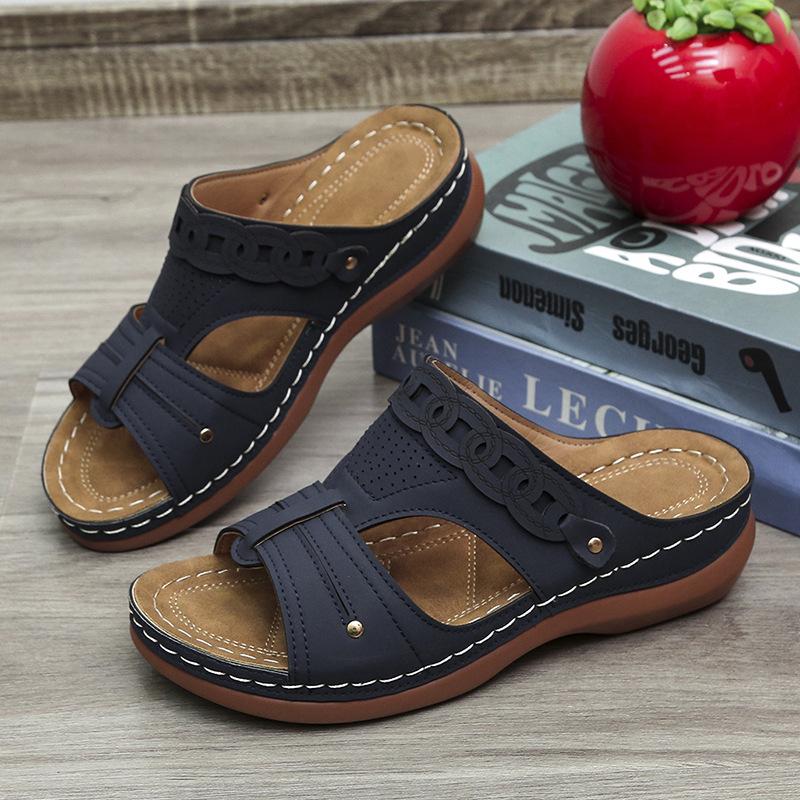 Women's shoes slippers outer wear summer fashion round head comfortable cool step line casual open toe