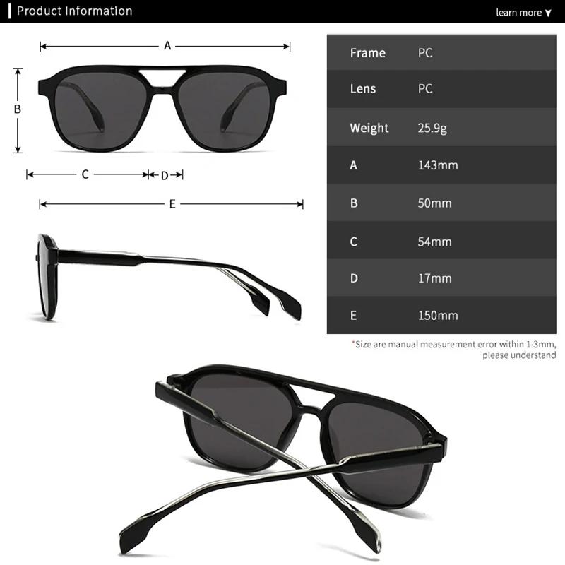 Fashion Double Bridges Square Men Luxury Sunglasses Retro Women Tea Gradient Shades UV400 Sun Glasses
