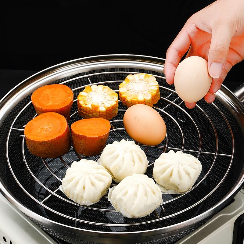 304 îngroșare oțel inoxidabil cu aburi oală multifuncțională găluște pentru ouă, suport pentru grătar, încălzire pentru bucătărie, accesorii de gătit