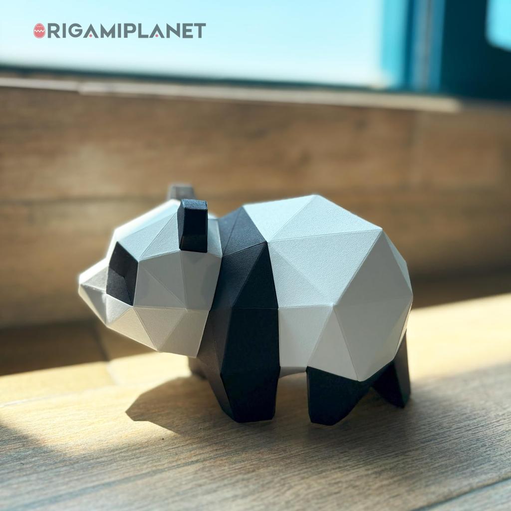 ORIGAMIPLANET 3D Origami Papercraft Kit Panda Fun DIY 3D Panda Paper Art Model for Teens Easy Handmade Animal Figurine Sculpture Gift Set for