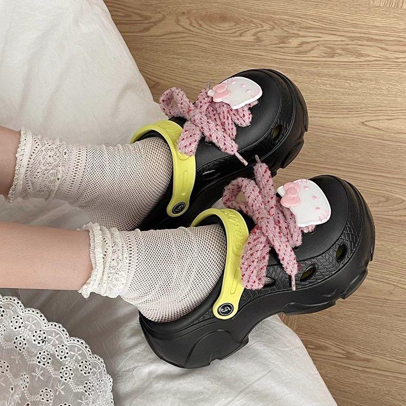Fashion Versatile Thick-soled Bag Head Soft-soled Cool Slippers Women 2025 Summer New Outer Wear Internet Celebrity Explosion Hole Shoes Women
