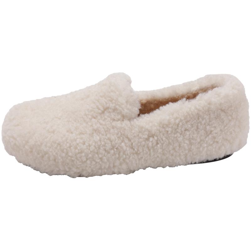 Fashion Plus Size Flat Shoes New Round Toe Deep Mouth Suede Warm Cotton Shoes for Autumn and Winter