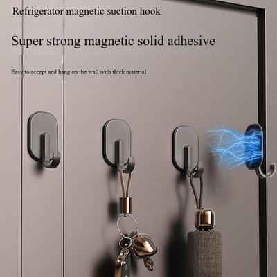 Heavy Duty Magnetic Hook for Kitchen Refrigerator Magnets Hooks Key Towel Storage Holder No Drilling Traceless Bathroom Hangers