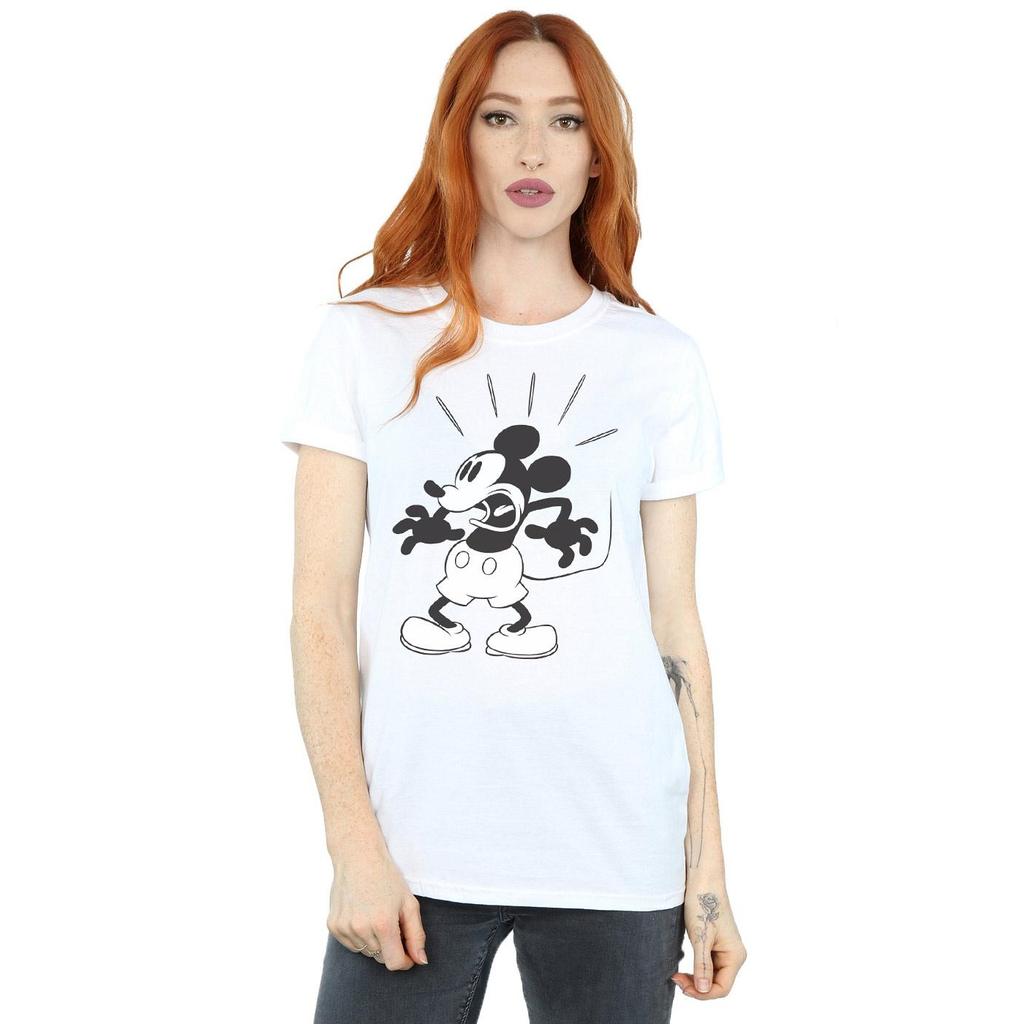 Disney Womens/Ladies Mickey Mouse Scared Cotton Boyfriend T-Shirt
