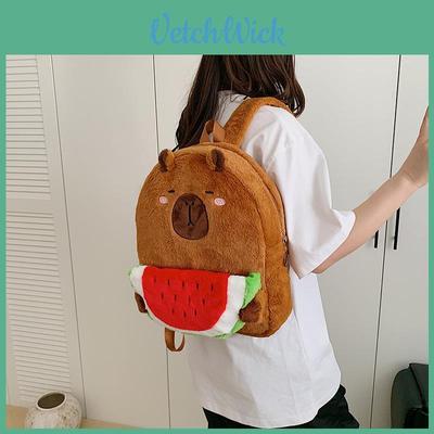 Capybara Plush Backpack For Kids With Zipper Closure And Breathable Design For School And Travel