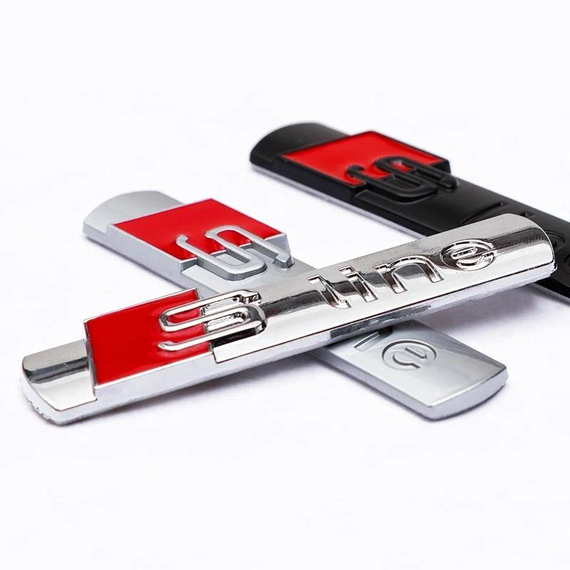 3D Metal Car S LINE Emblem Sticker Badge Decal Decoration For Hot Sline S7 S6 SQ5 SQ7 A3 A4 A5 A6 A7 A8L Q3 Q4 Q5 Q6 Q7 Q8 TT
