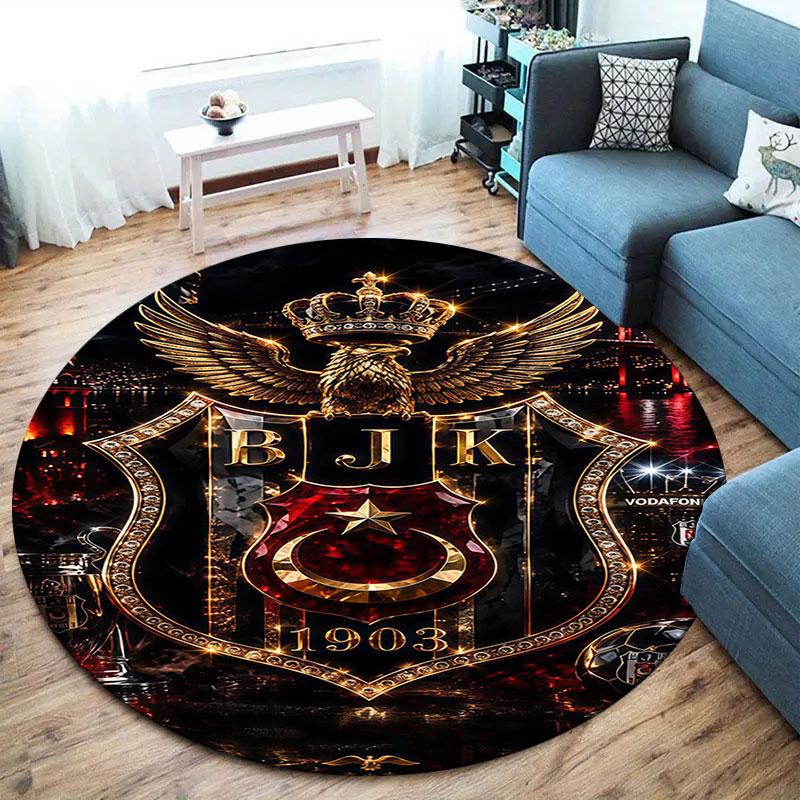 Besiktas Gymnastics Club Round Area Rug,Carpet Rug for Living Room Bedroom Sofa Playroom Decor,Non-slip Floor Mat