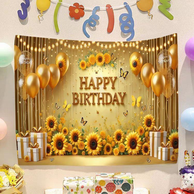 Birthday Happy Banner  Photography Background Cloth  Children's Party Decorative Wall Hanging Cloth