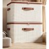 Large Household Storage Box Heavy-duty Hard Shell Cotton Linen Zipper Storage Organizer Box with Lid for Clothes Toys Blankets