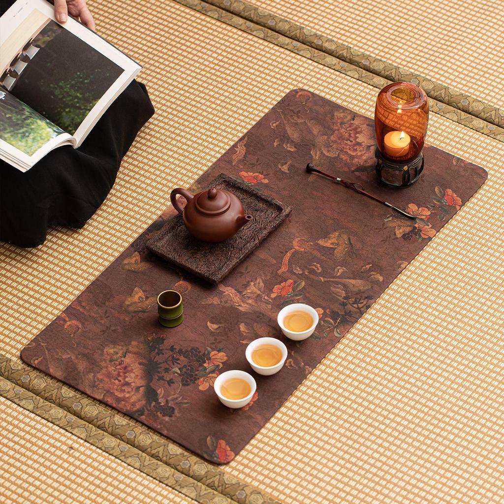 High-End Xiangyun Silk Zen Tea Mat: Waterproof Jacquard Tablecloth & Retro Runner