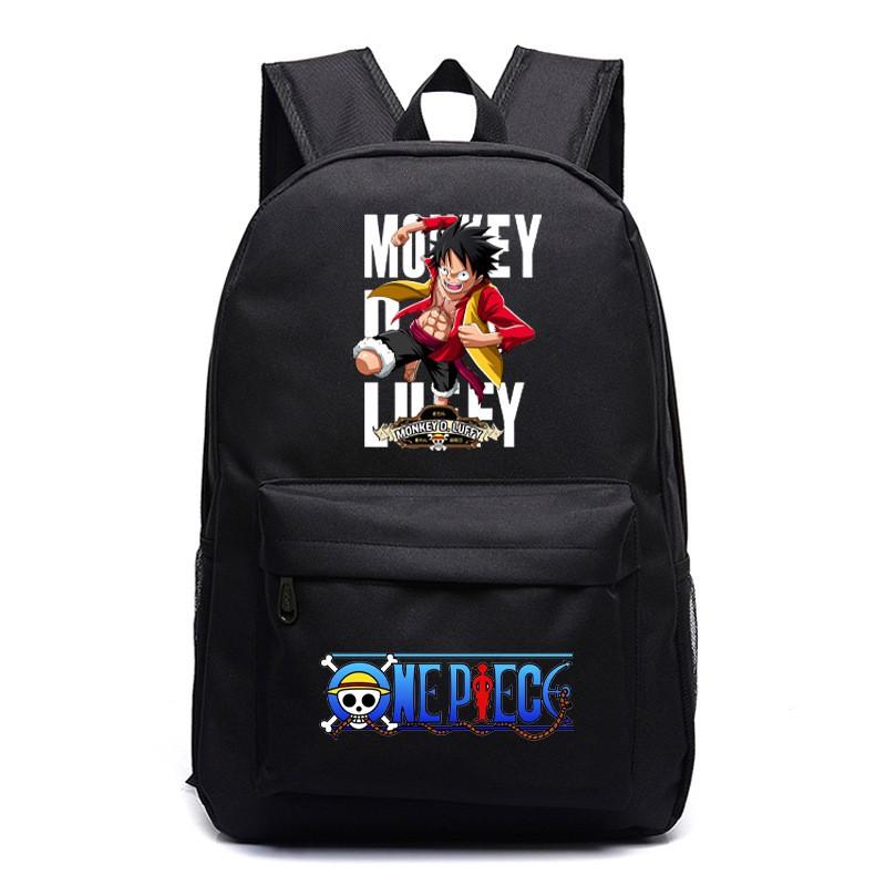 One Piece Anime School Backpack Kids Lightweight Ergonomic Dual-Shoulder Bag With Geometric Print Oxford Fabric
