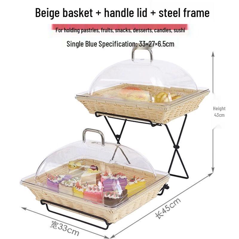 European Style Double-Layer Buffet Food Display Basket with Lid