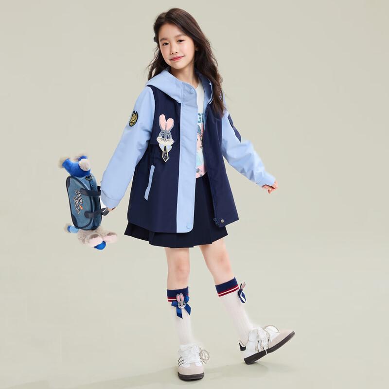 Girls' Autumn Hooded Windbreaker Jacket