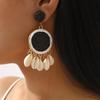 New Summer Colorful Raffia Sweet Style Ear Studs Vacation Travel Style Shell Drop Earrings For Women Fashion Jewelry