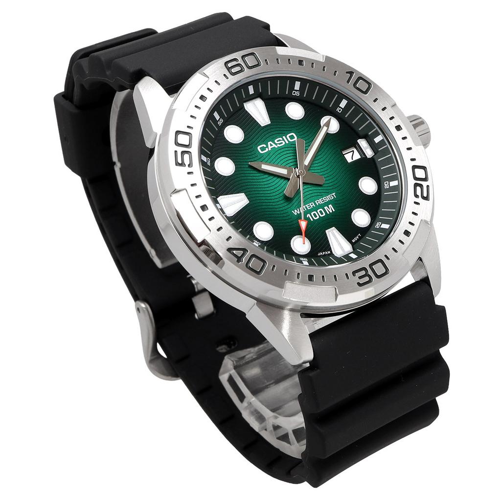 Casio Standard Analog Urethane Overseas Model Watch, Quartz, Band, Green, Men's, MTD-140-3AV