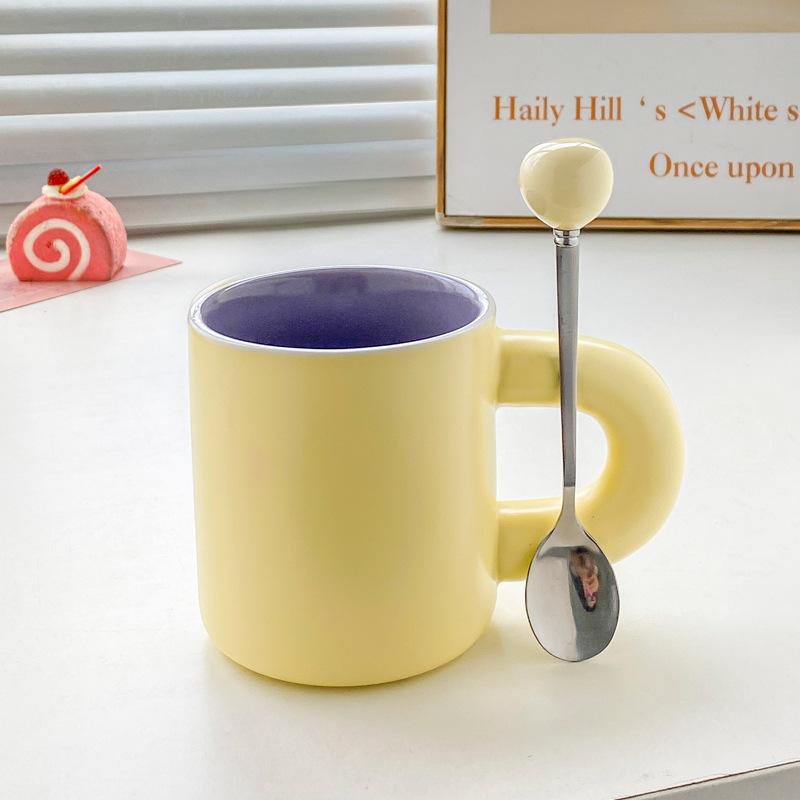 Korean Mug Niche Design Sense Ceramic Cup for Girls' Office High value Coffee Milk Cup