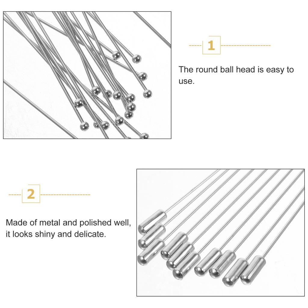 20Pcs Ball Head Pins Brooch Sticks Corsage Pins Metal Boutonniere Pins Stick Pins For Craft Sewing Accessories Pin Supplies